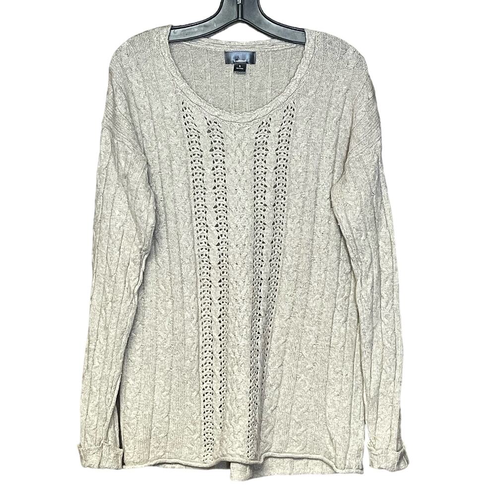Oh Baby by Motherhood tan sweater cable knit detail cuffs maternity wool blend L